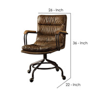 Metal & Leather Executive Office Chair, Vintage Whiskey Brown - BM163668