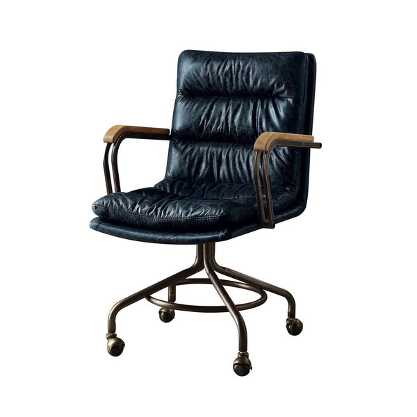 BM163562 Metal & Leather Executive Office Chair, Vintage Blue