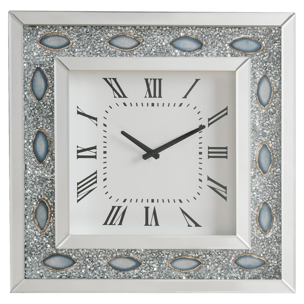 Mirrored Faux Crystal And Agate Wall Clock Mirrored Faux Crystal And Agate Wall Clock