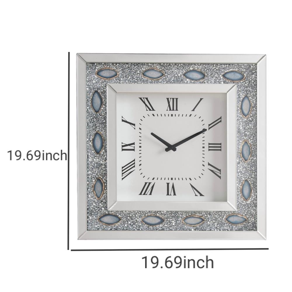 Mirrored Faux Crystal And Agate Wall Clock Mirrored Faux Crystal And Agate Wall Clock