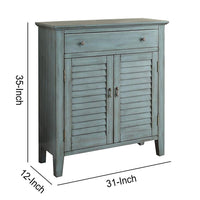 2 Shutter Door Cabinet Wooden Console Table with Tapered Legs, Antique Blue - BM154263