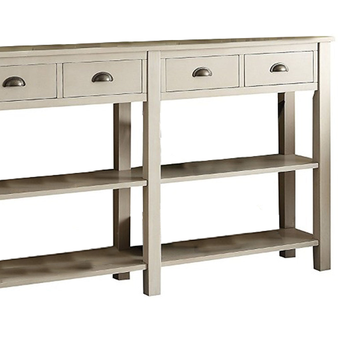 35 Inch Wooden Console Table with 4 Drawers and 2 Shelves, Cream - BM186297