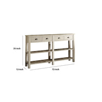 35 Inch Wooden Console Table with 4 Drawers and 2 Shelves, Cream - BM186297
