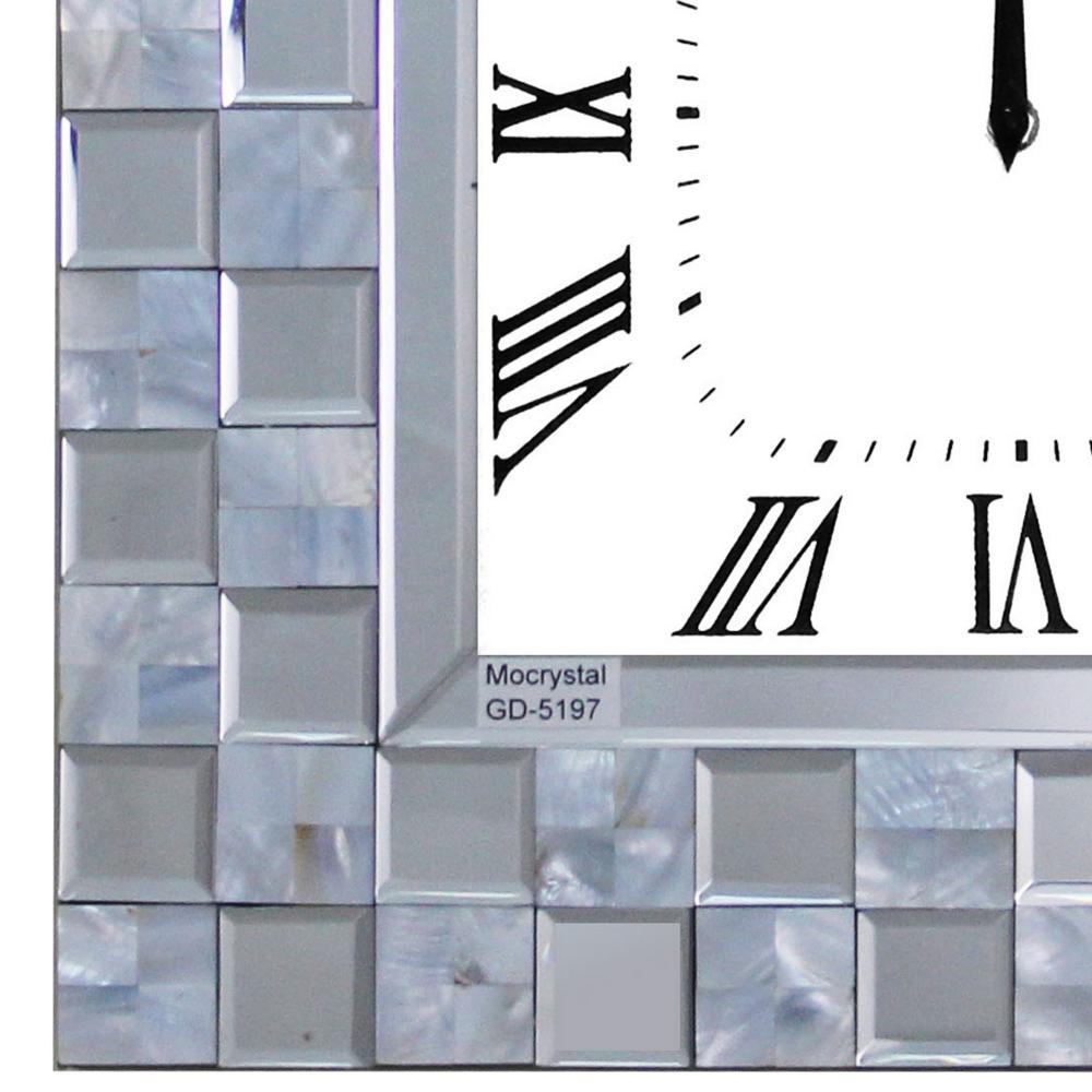 Mirrored Wall Clock with Checkered Pattern, Silver