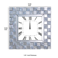 Mirrored Wall Clock with Checkered Pattern, Silver