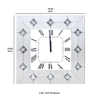 Mirrored Wall Clock with Faux Rhinestones Inlay, White - BM184773