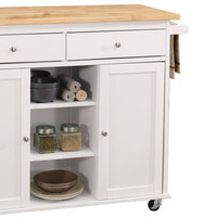 Wood Kitchen Cart, 2 Door Cabinet, Natural Brown, White - BM163658