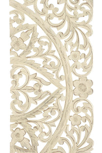Benzara Floral Hand Carved Wooden Wall Plaque, Set of three, Antique White - BM00070