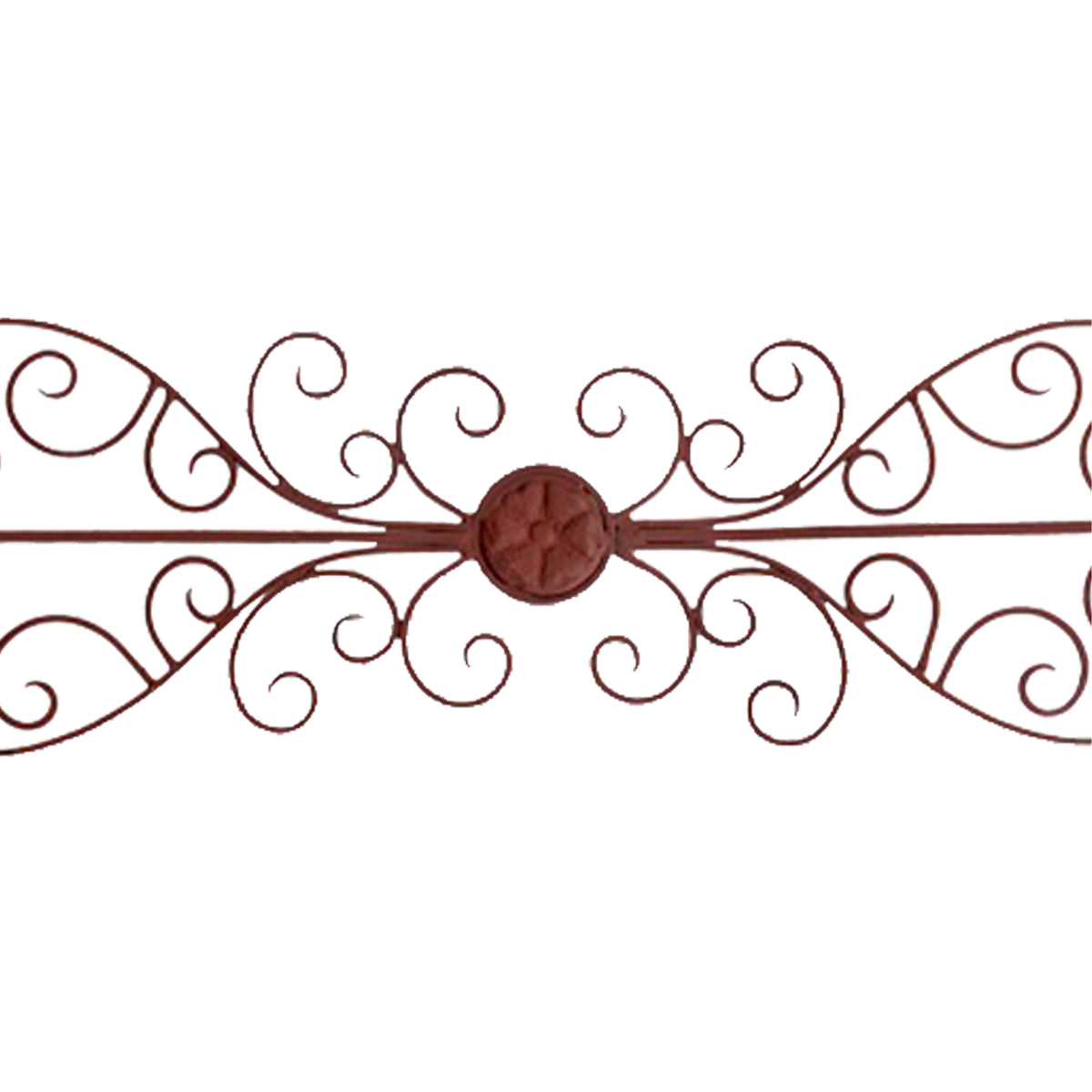 Traditionally Carved Metal Wall Plaque With Scrollwork, Brown - BM01054