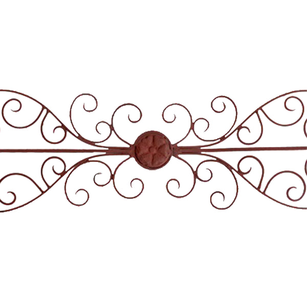 Traditionally Carved Metal Wall Plaque With Scrollwork, Brown - BM01054