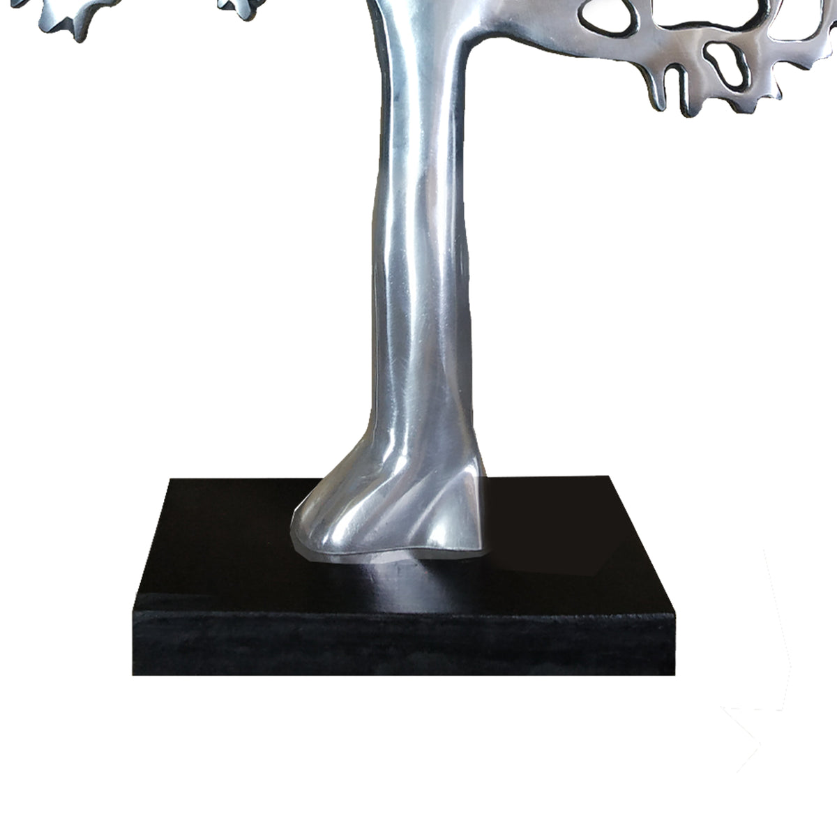 Stylish Aluminum Tree Decor with Block Base, Silver and Black - BM01183