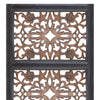 Rectangular Wall Panel with Intricate Floral Carvings, Burnt Black - BM01869
