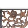 Rectangular Wall Panel with Intricate Floral Carvings, Burnt Black - BM01869