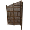Benzara Hand Carved Foldable 4-Panel Wooden Partition Screen/RoomDivider,Brown - BM01875