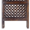 Decorative Four Panel Mango Wood Hinged Room Divider with Circular Cutout Design, Brown - BM01876