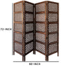 Decorative Four Panel Mango Wood Hinged Room Divider with Circular Cutout Design, Brown - BM01876