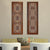 2 Piece Mango Wood Wall Panel Set with Mendallion Carving, Burnt Brown - BM01883