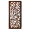 Rectangular Mango Wood Wall Panel with Cutout Scrollwork Details, Brown - BM01886