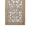 Rectangular Mango Wood Wall Panel Hand Crafted With Intricate Carving, White and Brown - BM01908