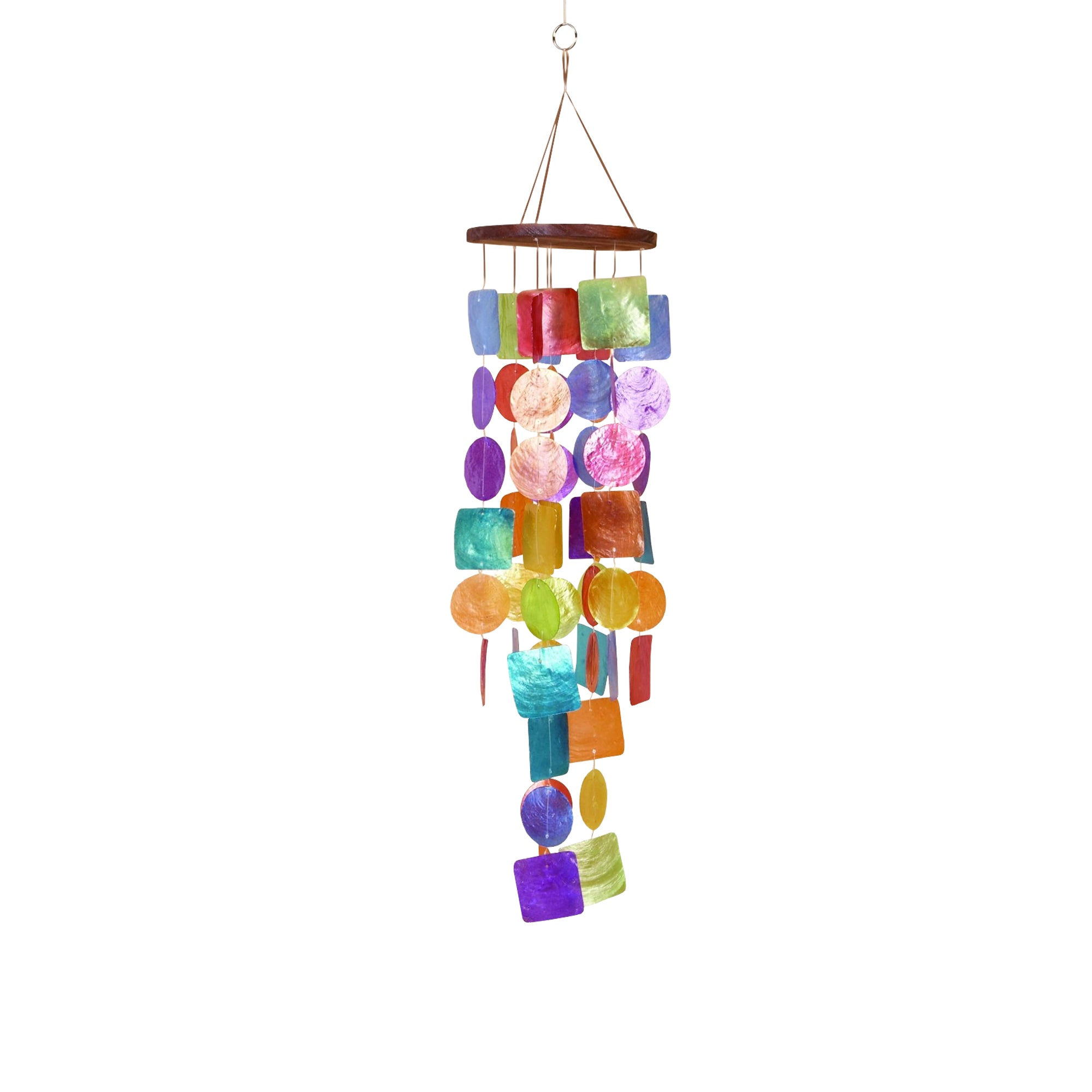 Exquisite Wind Chime with Wooden Round Top and Ring Handle, Multicolor -  BM02689