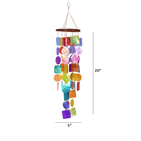 Exquisite Wind Chime with Wooden Round Top and Ring Handle, Multicolor - BM02689