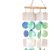 BM02690 - Coastal Inspired Wind Chime with Wooden Round Top and Ring Handle, Multicolor