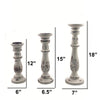 Benzara Distressed Mango Wood Pillar Shaped Candle holder, Set of 3, White
