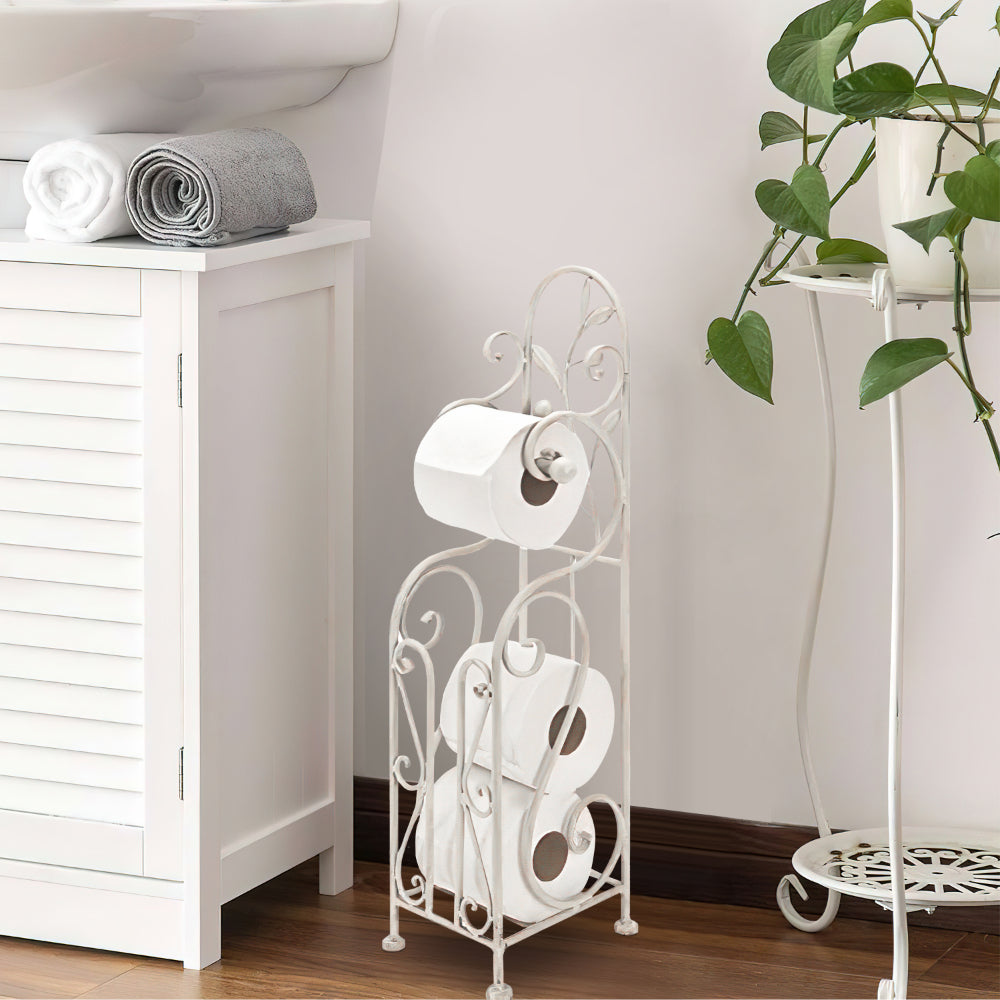 benzara Benzara Classic Free standing Metal toilet paper holder White - BM05342