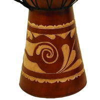 BM06826 Decorative Wood and Faux Leather Djembe Drum with Side Handle, Large, Brown and Cream