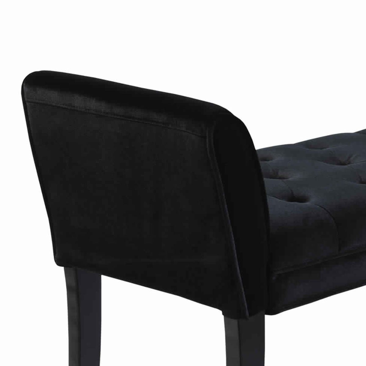 Fabric Button Tufted Padded Bench with Flared Cushioned Armrests, Black - BM09880