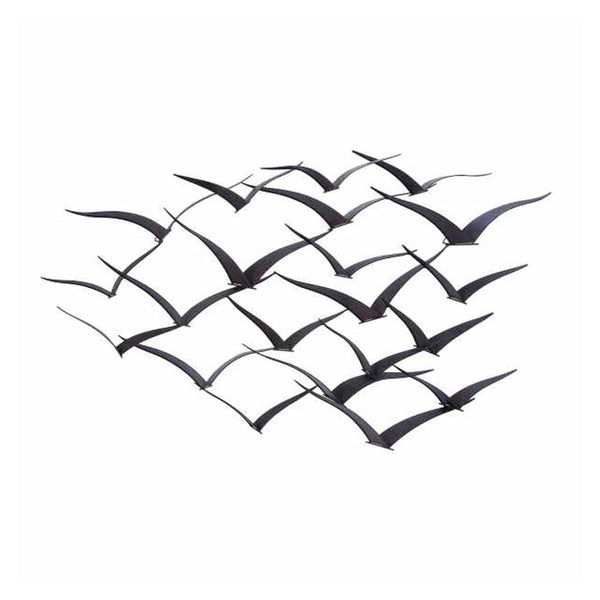Benzara Metal Flock of Flying Birds Wall Decor,  Black
