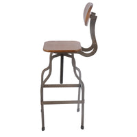 Isla Industrial Style Wooden Swivel Bar Stool With Metal Base, Gray and Brown - BM119851