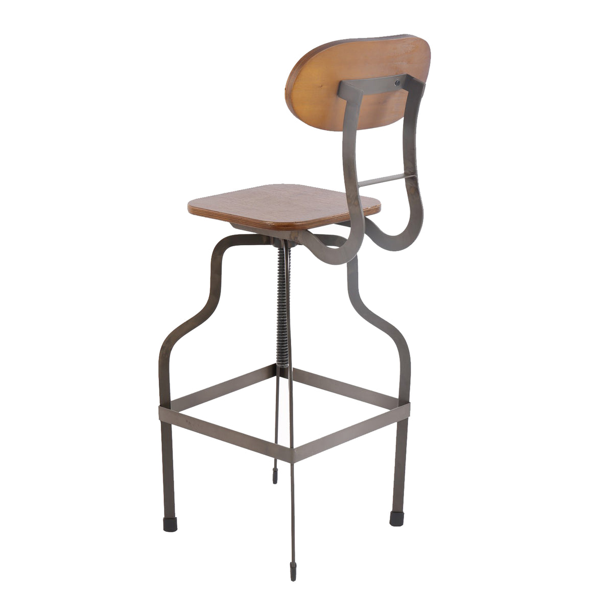 Isla Industrial Style Wooden Swivel Bar Stool With Metal Base, Gray and Brown - BM119851
