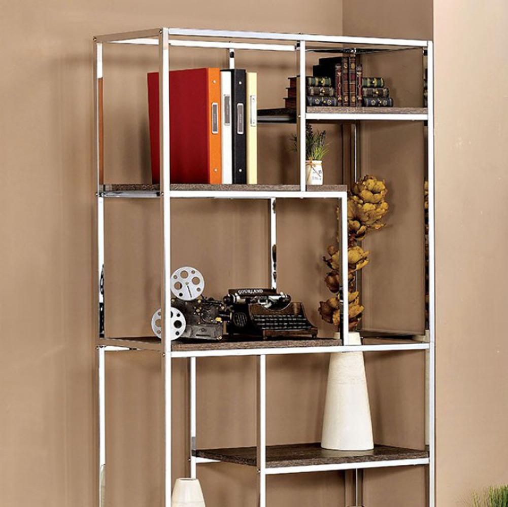 Benzara BM122819 Elvira Contemporary Display Shelf Chrome Finish