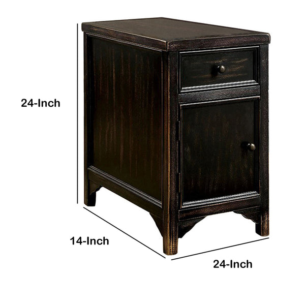 Meadow Transitional Style Side Table, Black - BM122825