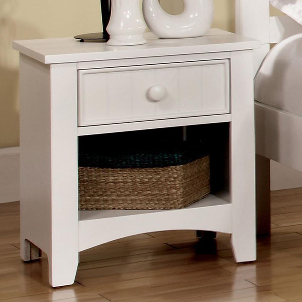 benzara BM122965 Omnus Wood Night Stand White Finish