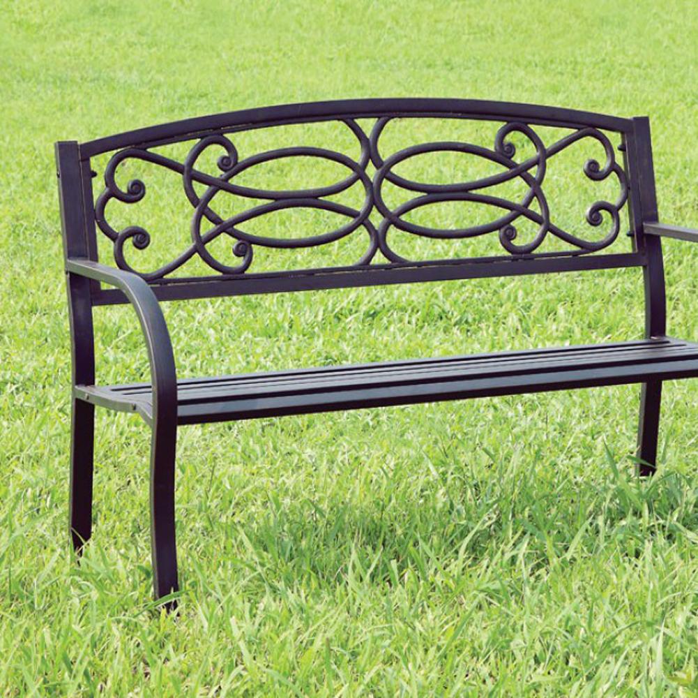 benzara BM123010 Potter Armrests Patio Bench Black