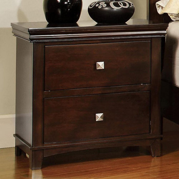 BM123109 Pebble Transitional Nightstand, Brown Cherry Finish