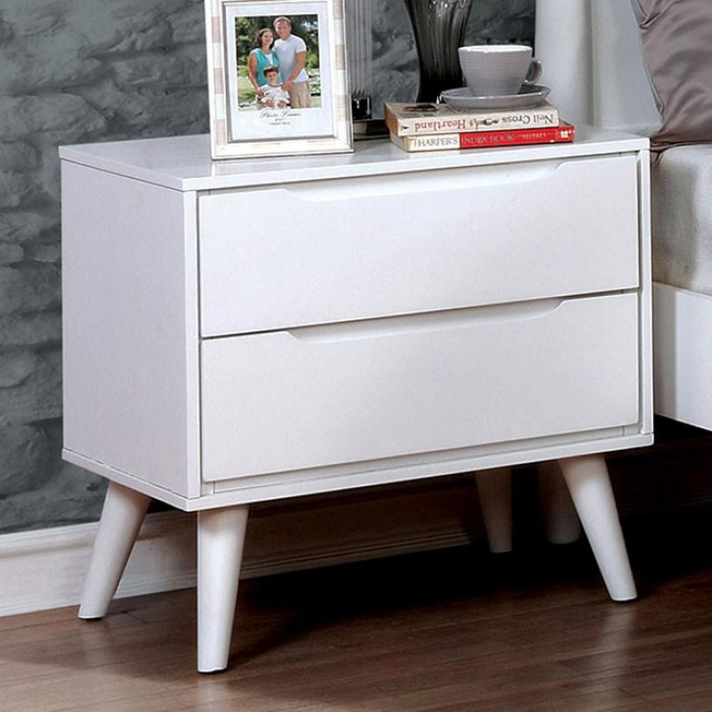 Lennart II Mid Century Modern Nightstand, White Finish - BM123114