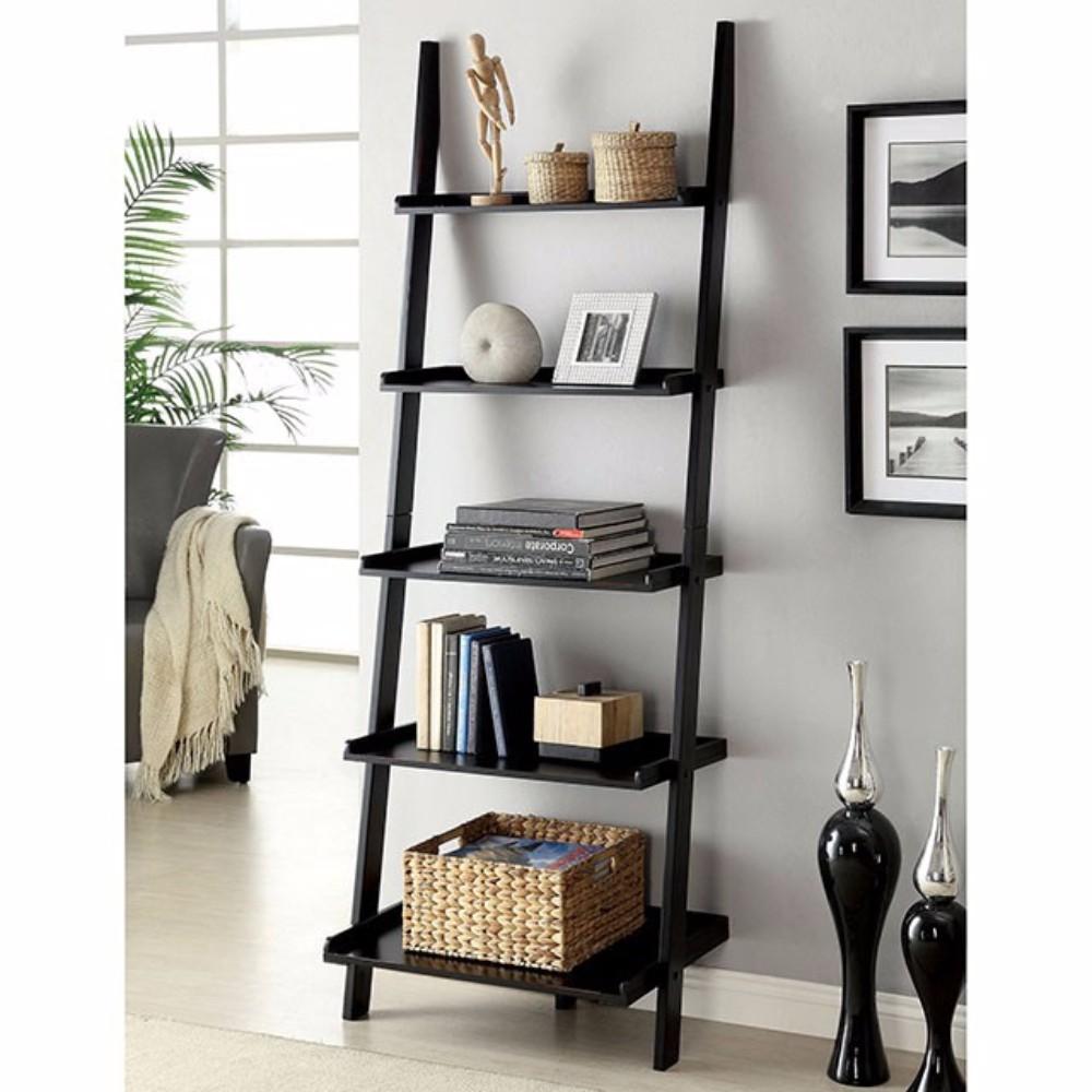 Sion Contemporary Ladder Shelf, Black Finish - BM123174