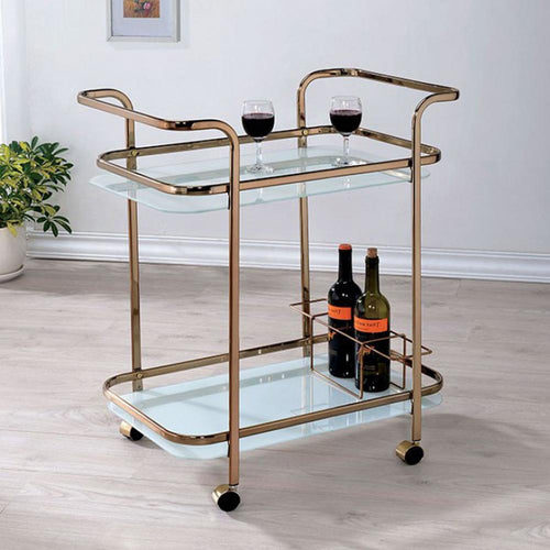 Tiana Contemporary Serving Cart In Champagne Finish - BM123225