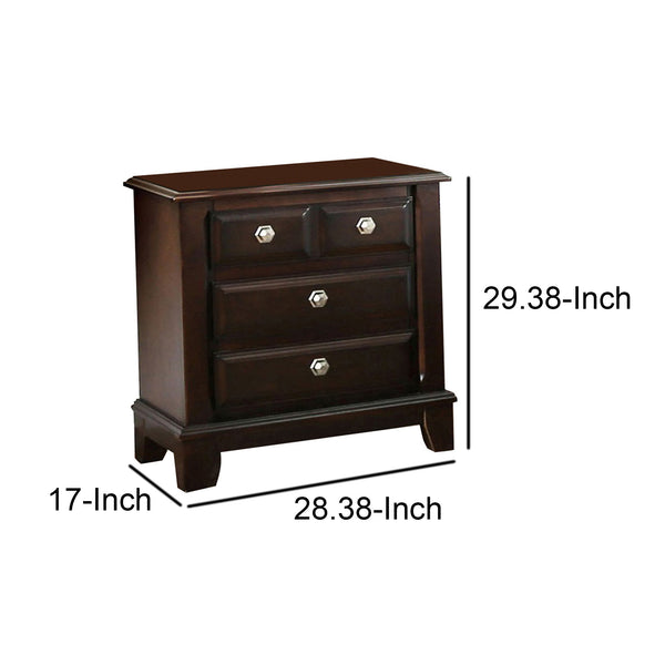 Litchville Contemporary Night Stand In Brown Cherry Finish - BM123250