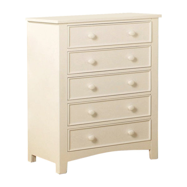 BM123260 Sophisticated 5 Drawers Wooden Chest, White