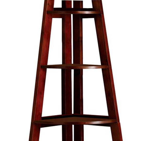 Lyss Contemporary Ladder Shelf In Cherry Finish - BM123273
