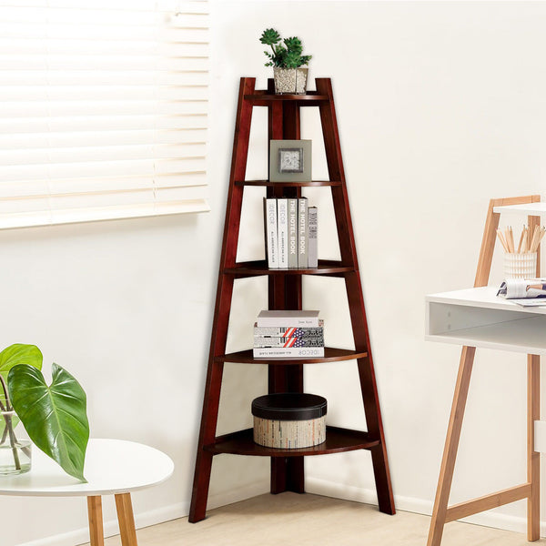 Lyss Contemporary Ladder Shelf In Cherry Finish - BM123273