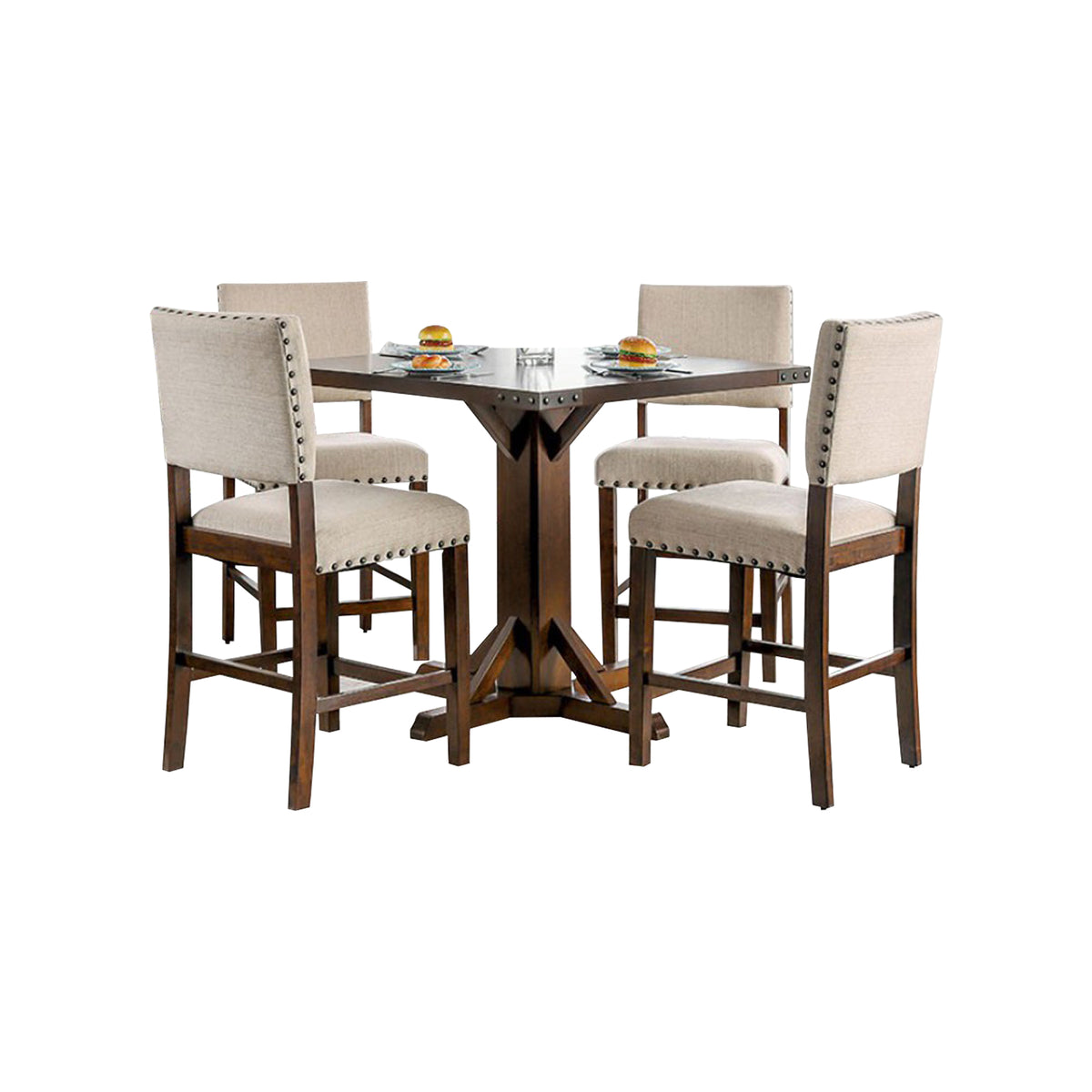 Benzara glenbrook brown cherry and store ivory counter height dining table