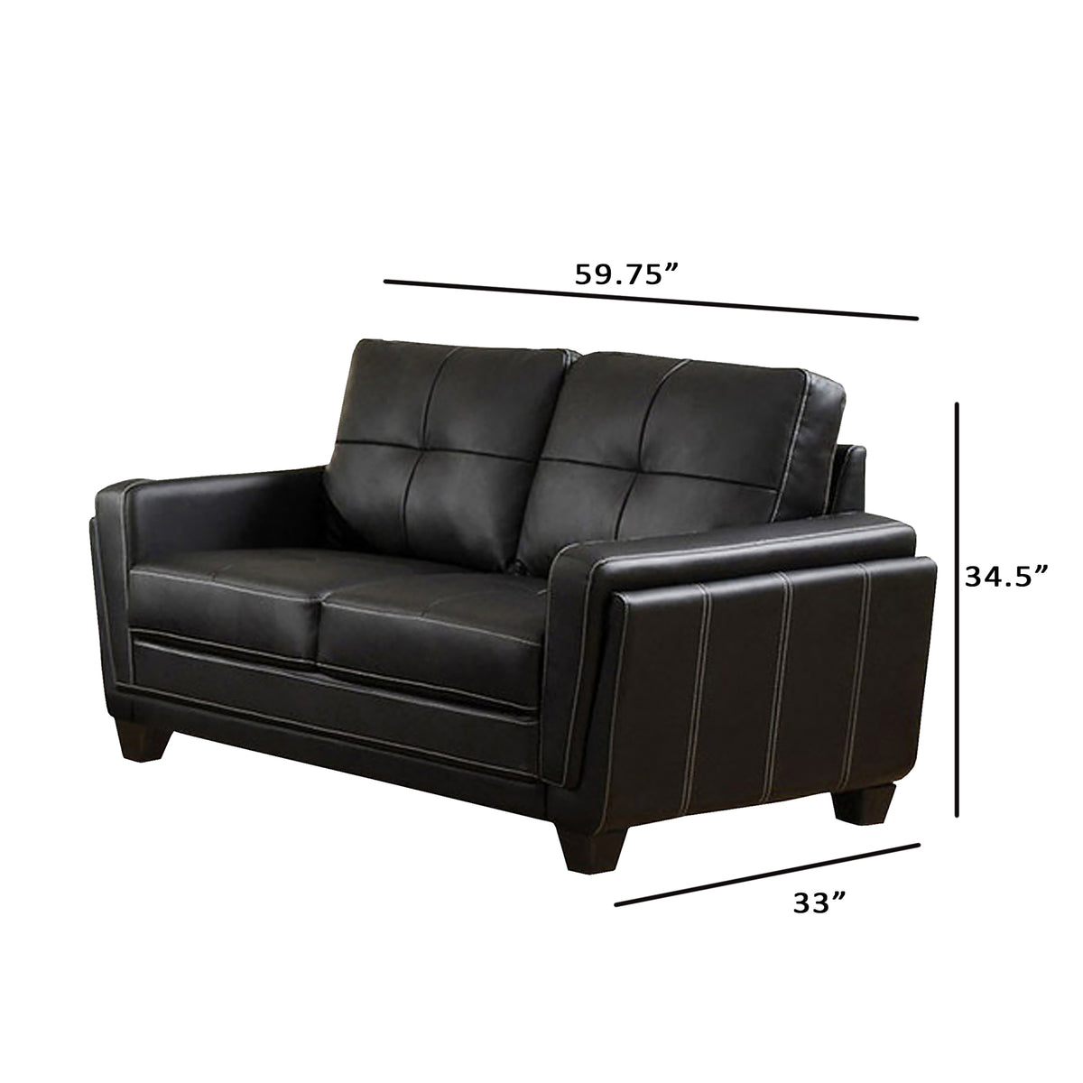 Blacksburg Contemporary Style Love Seat , Black - BM123723