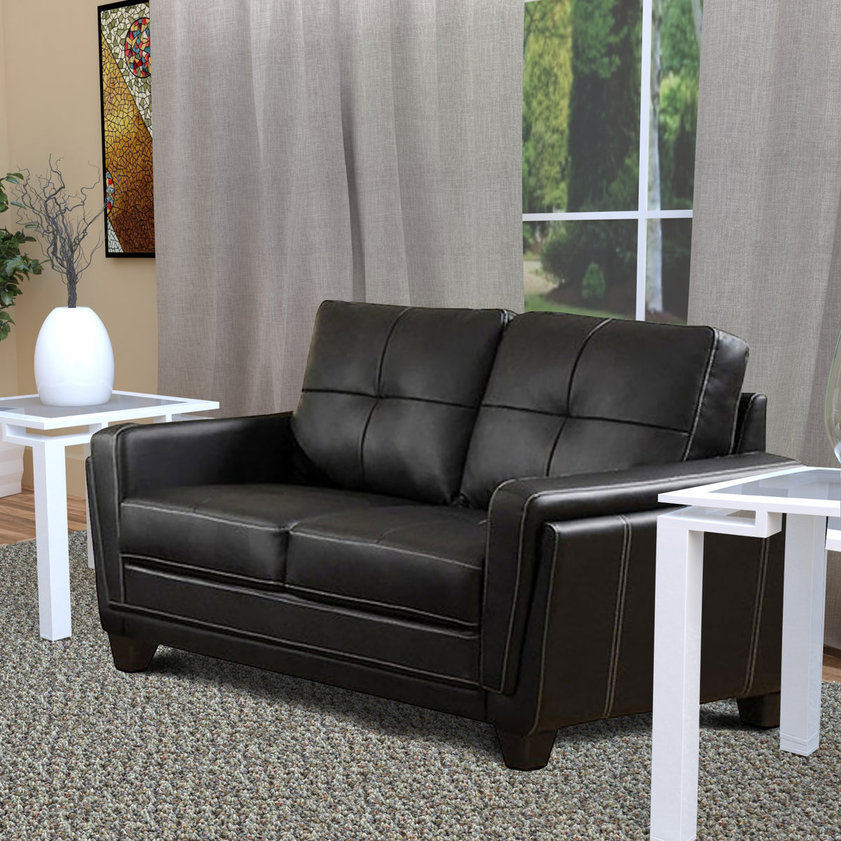 Blacksburg Contemporary Style Love Seat , Black - BM123723