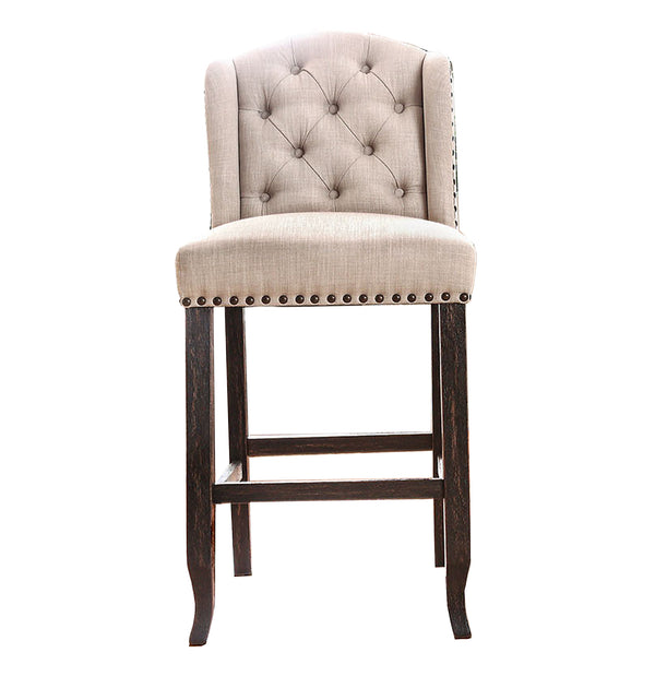 Sania II Rustic Bar Chair, Ivory & Antique Black Legs Finish, Set Of 2 - BM131121