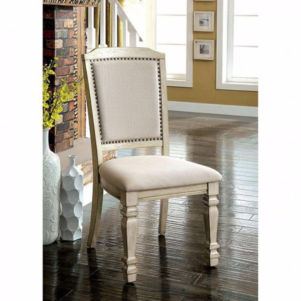 BM131136 Holcroft Transitional Side Chair, Antique White, Set Of Two
